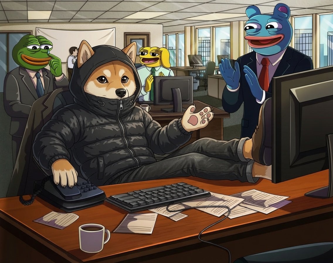 DogWifHood running the desk